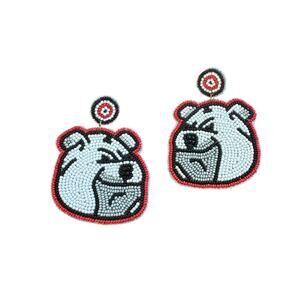 Beaded Bulldog Earrings/Seed Bead Georgia Bulldog Earrings/Game Day Earrings